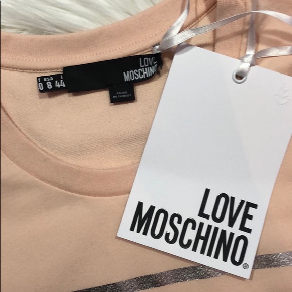 NWT Love Moschino Pink Logo T-shirt Silver Dress - Picture 3 of 8